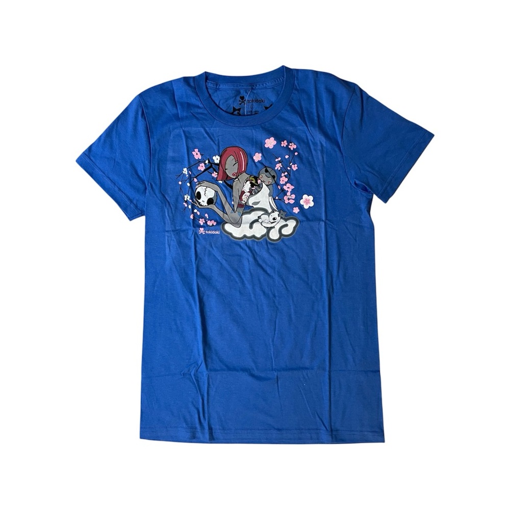 Tokidoki Red Hair Cloud Girl w/ Geisha Arm Tattoo Teens’ Large Blue Shirt NWT - Picture 2 of 5